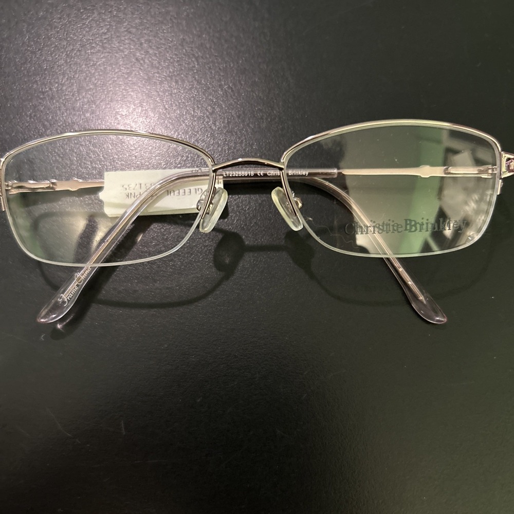 Christie Brinkley Gleeful Eyeglasses Frame Pink Metal Half Rim 53-17-135 NWT